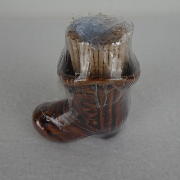 Toothpick Holder Cowboy Boot Brown Ceramic Western - Picture 4 of 10